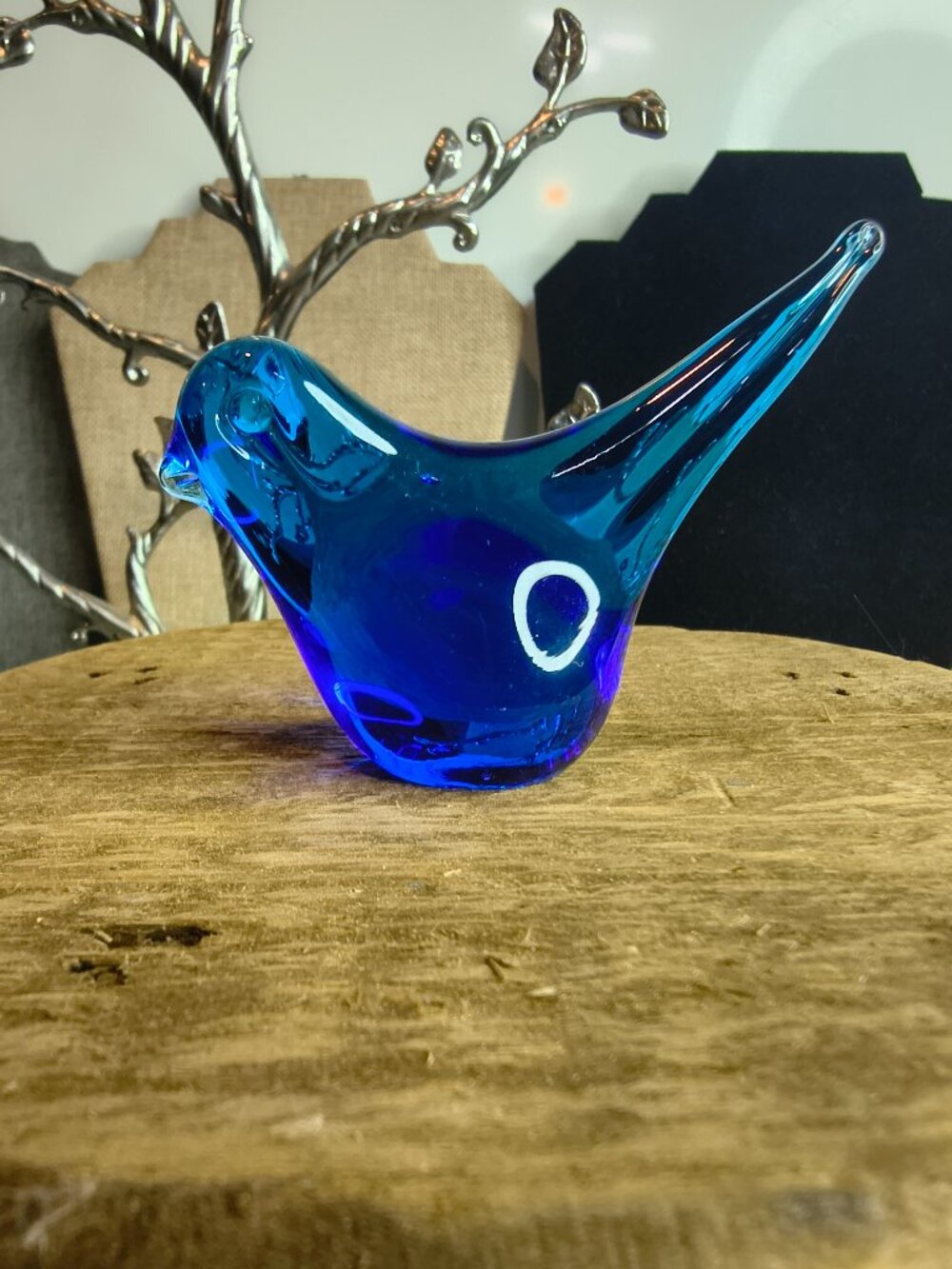 Ganz  Glass Cobalt Blue Bird Figure